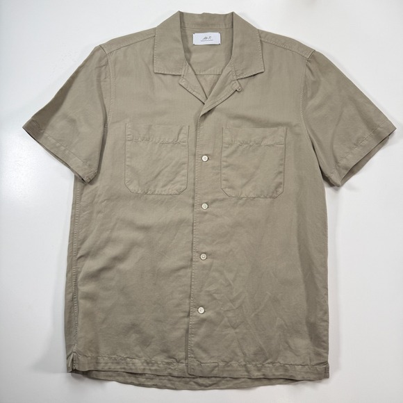 Mr. P (Mr. Porter) Camp Collar Linen/Cotton Short Sleeve Shirt Mens Small Tan